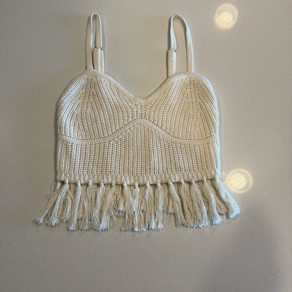 Wild Fable cream knit fringe crop top. Size XXS. New with tags. Never worn.